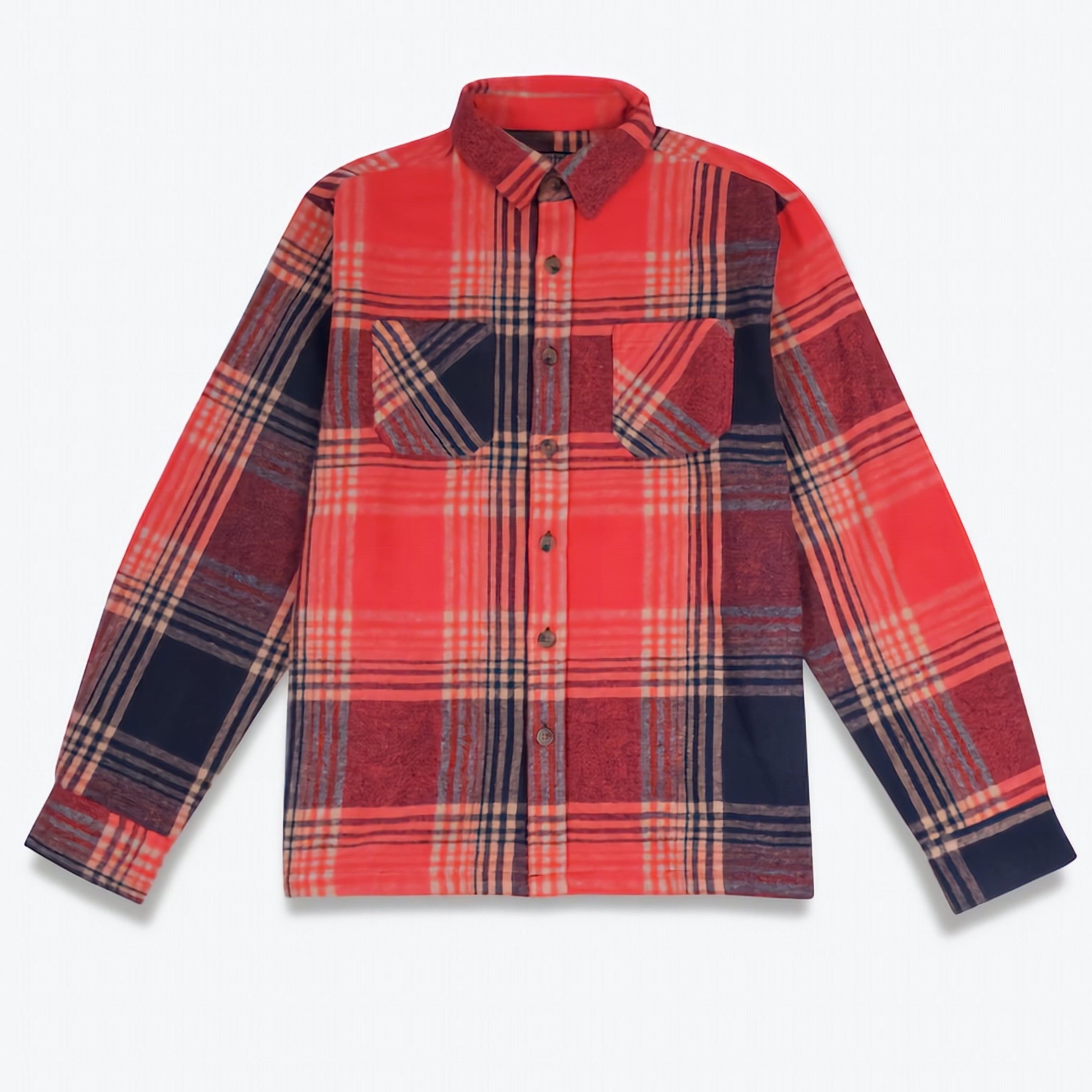 Big Plaid Heavyweight Flannel Shirt - Orange/Black